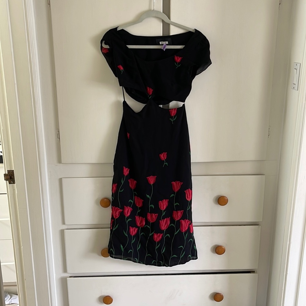 Reformation mid length rose cutout dress, lightly worn
